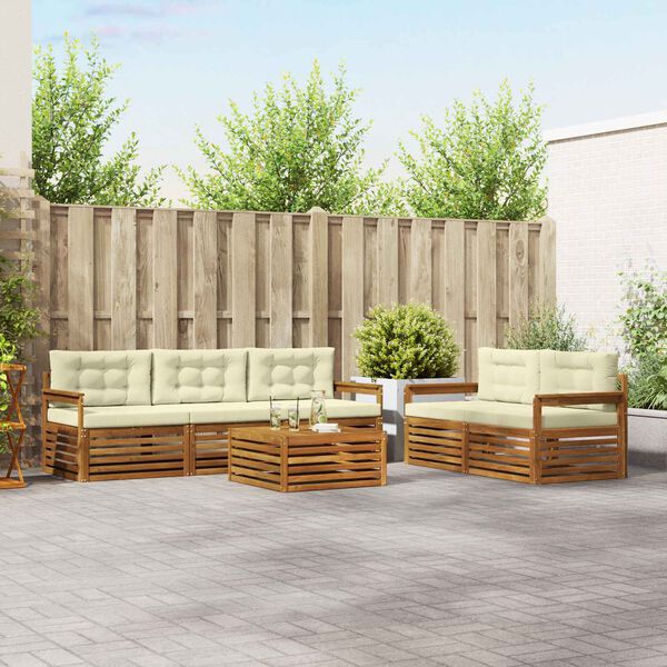 vidaXL Ensemble de canap&eacute;s d'ext&eacute;rieur 6 pcs Naturel et Cr&egrave;me