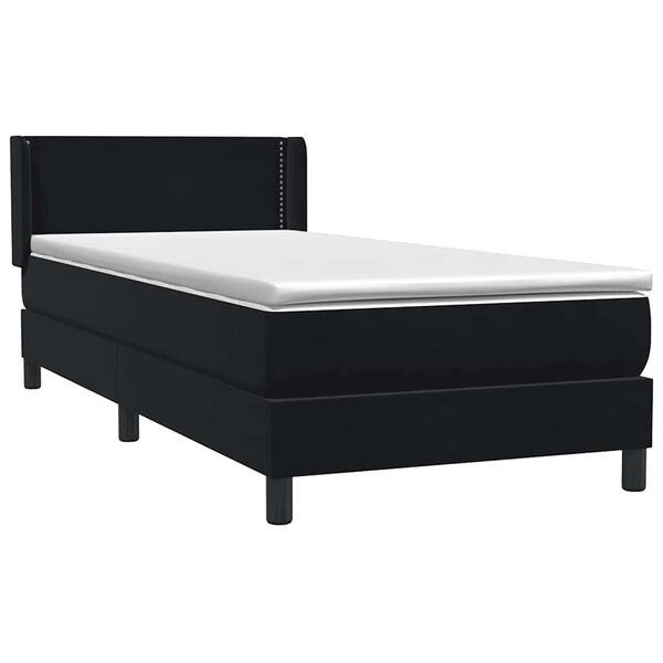 vidaXL Sommier &agrave; lattes de lit avec matelas noir 80x210 cm velours