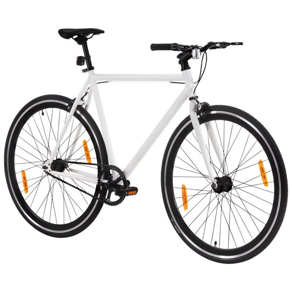 vidaXL V&eacute;lo &agrave; pignon fixe blanc et noir 700c 51 cm