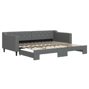vidaXL Lit de jour avec gigogne sans matelas gris fonc&eacute; 90x200 cm