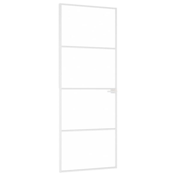 vidaXL Porte d'int&eacute;rieur Blanc 76x201,5 cm Tremp&eacute; verre aluminium fin