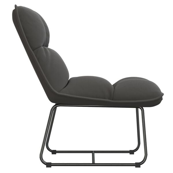 vidaXL Chaise de détente avec cadre en métal Gris foncé Velours