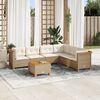 vidaXL Salon de jardin avec coussins 7 pcs beige r&eacute;sine tress&eacute;e