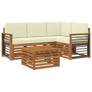 vidaXL Ensemble de canap&eacute;s d'ext&eacute;rieur 5 pc Naturel et Cr&egrave;me Polyester