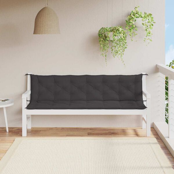 vidaXL Coussin de banc de jardin noir 200x(50+50)x7 cm tissu oxford