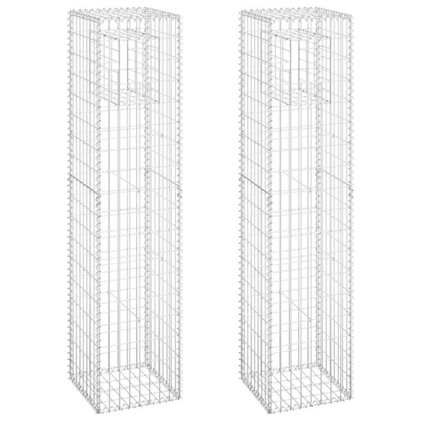 vidaXL Poteaux à panier de gabion 2 pcs 40x40x180 cm Fer
