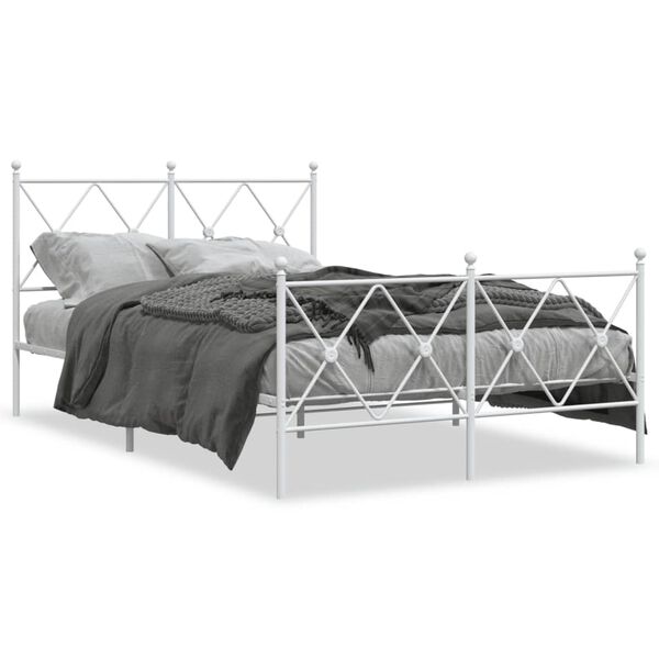 vidaXL Cadre de lit m&eacute;tal sans matelas et pied de lit blanc 120x200 cm