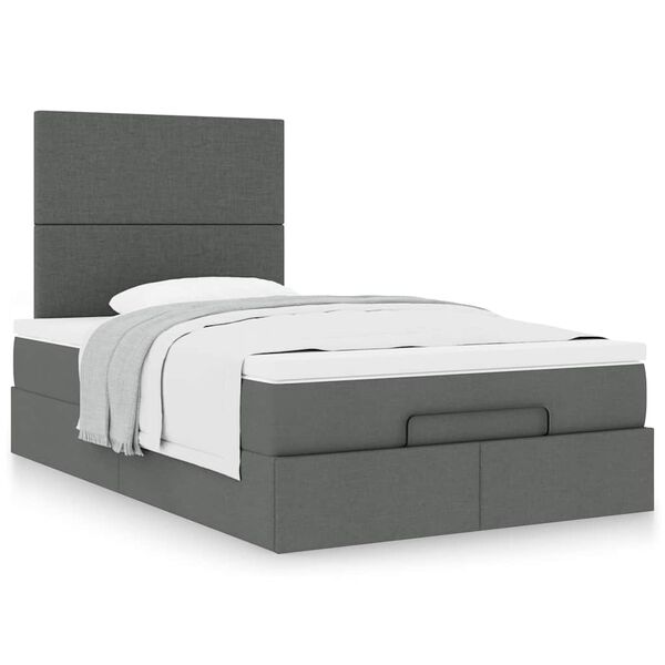 vidaXL Cadre de lit ottoman avec matelas gris fonc&eacute; 120x200cm tissu