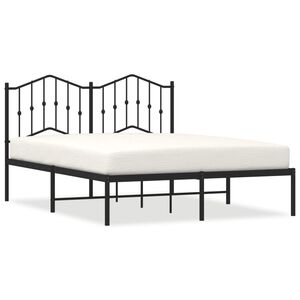 vidaXL Cadre de lit m&eacute;tal sans matelas avec t&ecirc;te de lit noir 140x200cm