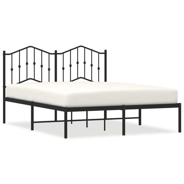 vidaXL Cadre de lit m&eacute;tal sans matelas avec t&ecirc;te de lit noir 140x200cm