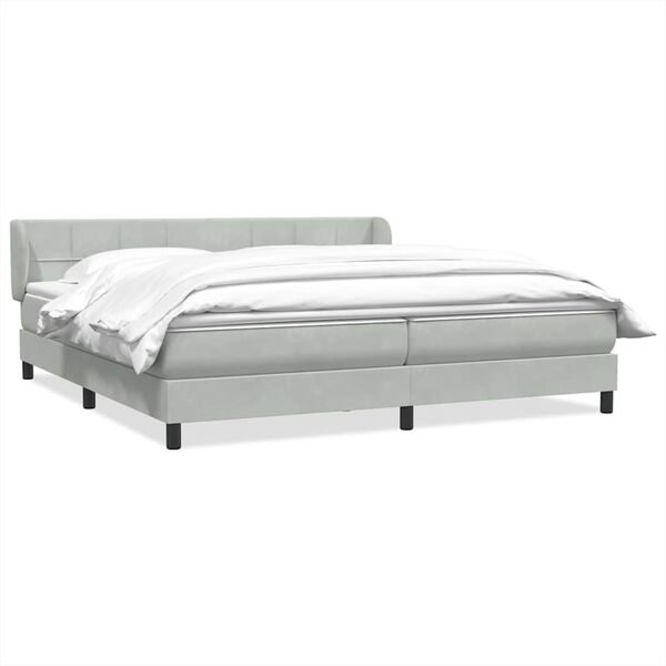 vidaXL Sommier &agrave; lattes de lit et matelas gris clair 180x210cm velours