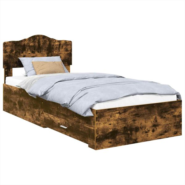 vidaXL Cadre de lit Ch&ecirc;ne fum&eacute; 90 x 190 cm Bois d'ing&eacute;nierie