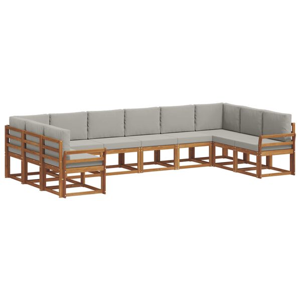 vidaXL Ensemble de canap&eacute;s d'ext&eacute;rieur 10 pcs Gris Naturel et Clair