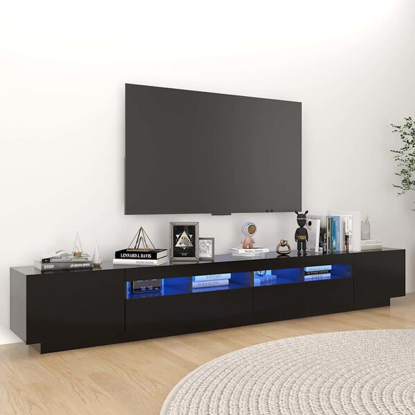 vidaXL Meuble TV avec lumi&egrave;res LED Noir 260x35x40 cm