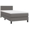 vidaXL Sommier &agrave; lattes de lit avec matelas Gris 90x190 cm Similicuir