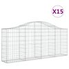 vidaXL Paniers &agrave; gabions arqu&eacute;s 15 pcs 200x30x80/100 cm Fer galvanis&eacute;