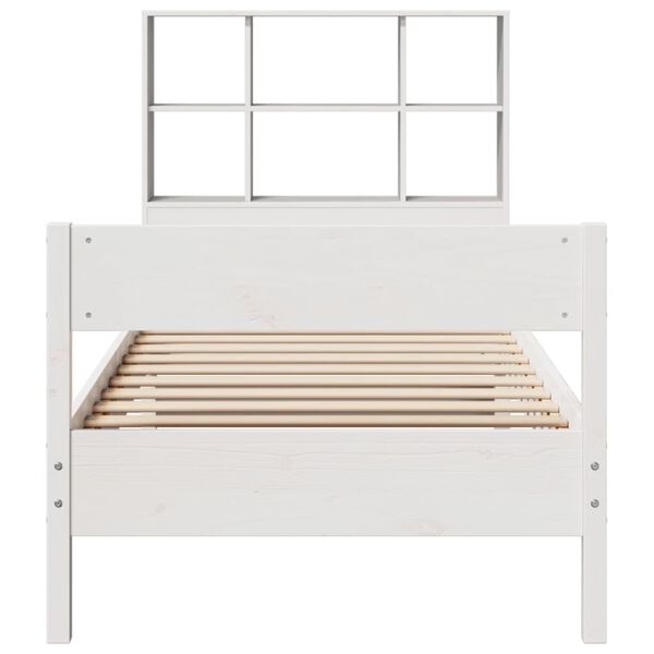 vidaXL Lit biblioth&egrave;que sans matelas blanc 90x200cm bois de pin massif