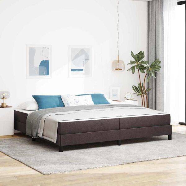 vidaXL Lit &agrave; ressorts avec matelas Marron fonc&eacute; 200 x 200 cm tissu