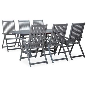 vidaXL Ensemble &agrave; manger d'ext&eacute;rieur 7 pcs Bois d'acacia solide Gris
