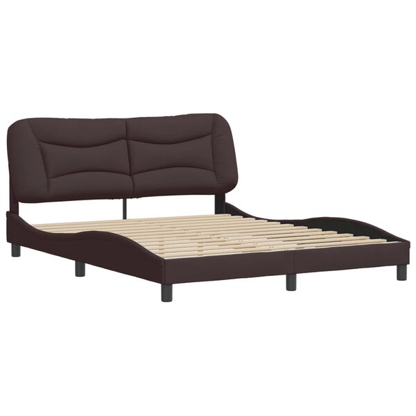 vidaXL Cadre de lit sans matelas Hvar marron fonc&eacute; 160x200 cm tissu