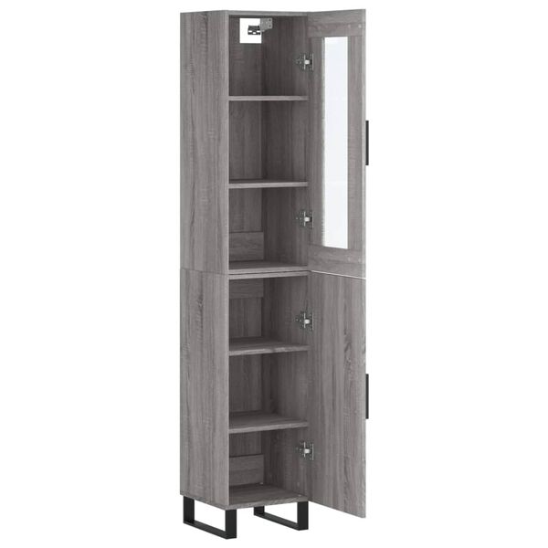vidaXL Buffet haut Sonoma gris 34,5x34x180 cm Bois d'ingénierie