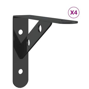 vidaXL Supports d'&eacute;tag&egrave;res 4 pcs 15x2,5x11,5 cm noir acier inoxydable