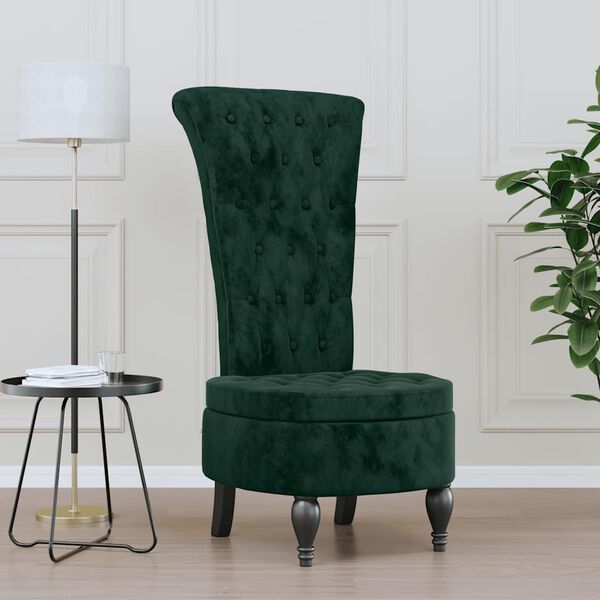 vidaXL Chaise &agrave; dossier haut vert fonc&eacute; velours conception de bouton