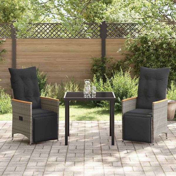 vidaXL Ensemble de salle &agrave; manger pour jardin 3 pcs Gris polyrotin