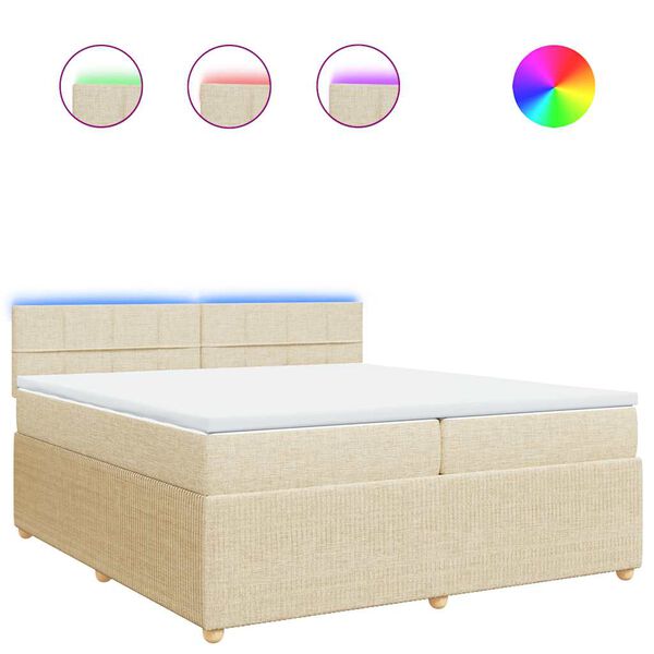 vidaXL Sommier &agrave; lattes de lit avec matelas Cr&egrave;me 200x200 cm Tissu
