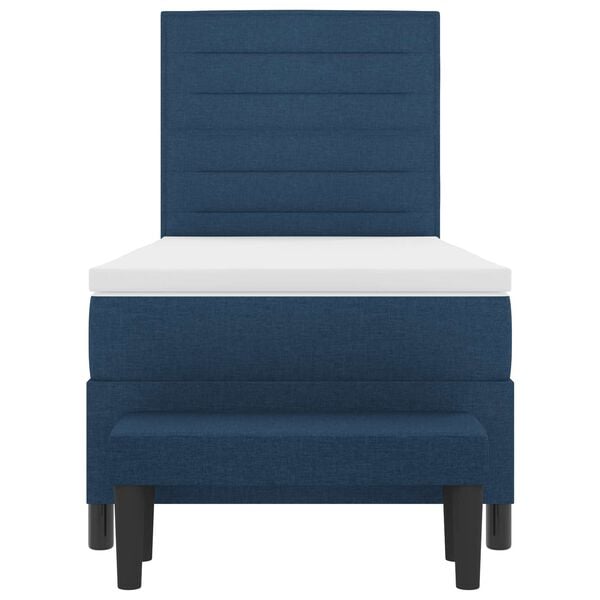 vidaXL Lit &agrave; ressorts avec matelas Bleu 90 x 190 cm tissu