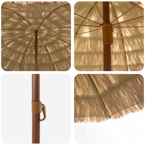 vidaXL Parasol de plage Naturel 255 x 255 x 255 cm Polyester et Acier