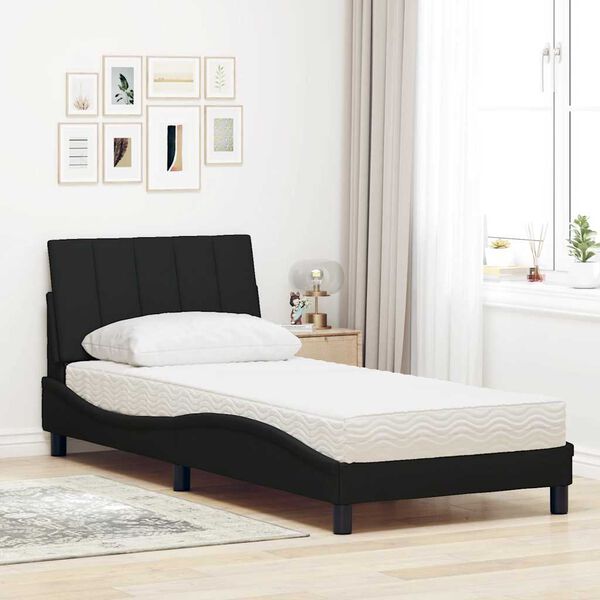vidaXL Lit avec matelas Hanko noir 90x190 cm tissu