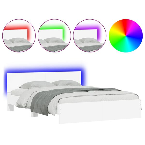 vidaXL Cadre de lit avec LED sans matelas blanc 160x200 cm