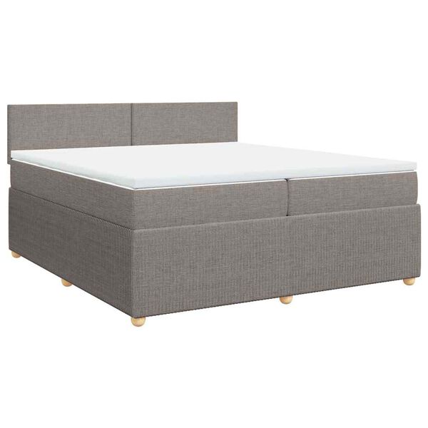 vidaXL Sommier &agrave; lattes de lit avec matelas Taupe 200x200 cm Tissu