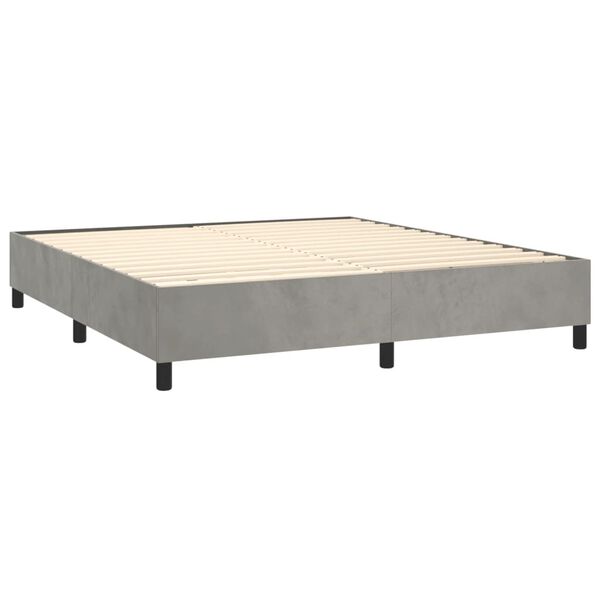 vidaXL Sommier &agrave; lattes de lit et matelas Gris clair 200x200cm Velours