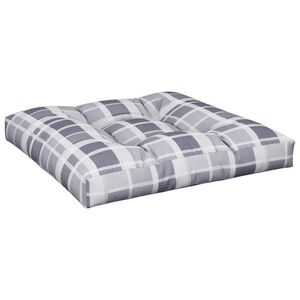 vidaXL Coussin de palette motif &agrave; carreaux gris 70x70x12 cm tissu