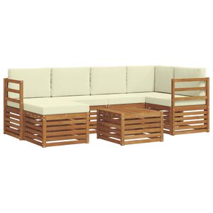 vidaXL Ensemble de canap&eacute;s d'ext&eacute;rieur 7 pc Naturel et Cr&egrave;me Polyester