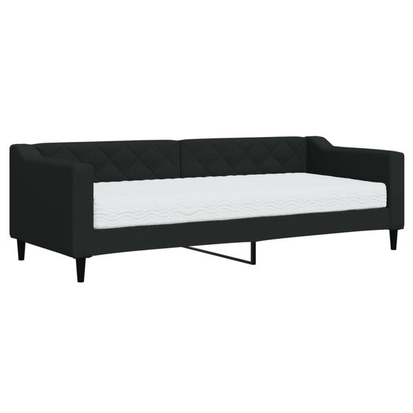 vidaXL Lit de jour avec matelas noir 80x200 cm tissu