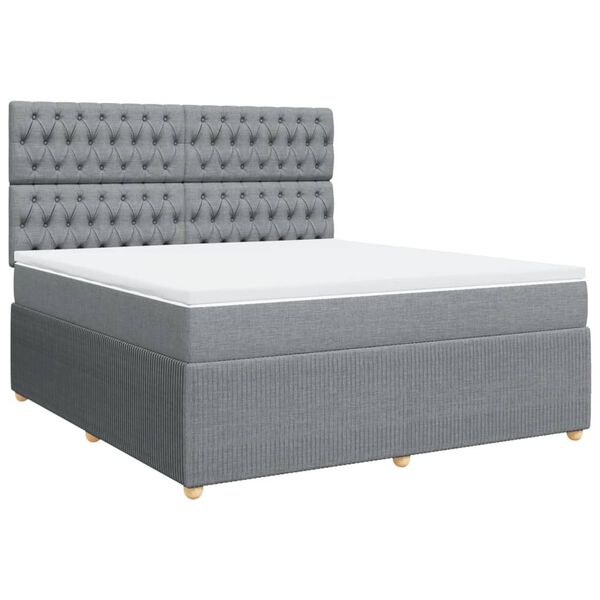vidaXL Sommier &agrave; lattes de lit avec matelas Gris clair 180x200cm Tissu