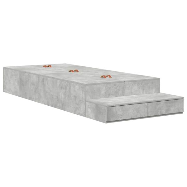 vidaXL Cadre de lit avec rangement Gris b&eacute;ton 75 cm Bois d'ing&eacute;nierie