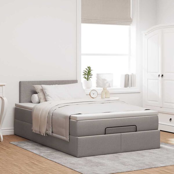 VidaXL Cadre de lit ottoman avec matelas taupe 120x190 cm tissu