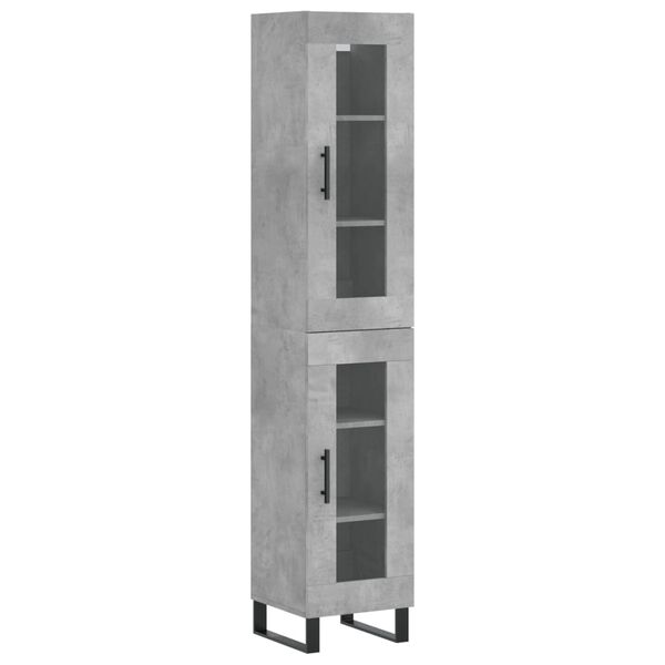 vidaXL Buffet haut Gris b&eacute;ton 34,5x34x180 cm Bois d'ing&eacute;nierie
