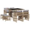 vidaXL Ensemble &agrave; manger de jardin et coussins 9 pcs m&eacute;lange beige
