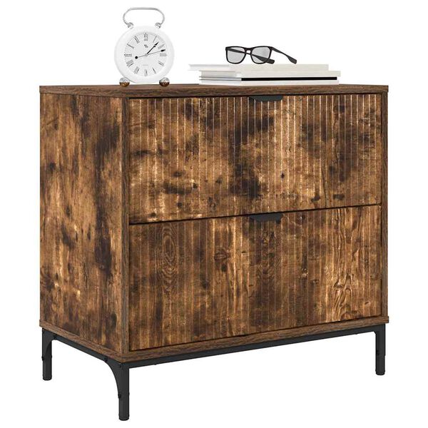 vidaXL Table de chevet Ch&ecirc;ne fum&eacute; 63,5 x 36 x 61 cm Bois d'ing&eacute;nierie