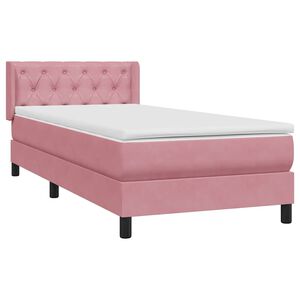 vidaXL Sommier &agrave; lattes de lit avec matelas rose 80x220 cm velours