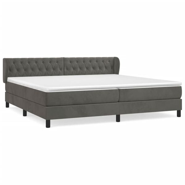 vidaXL Sommier &agrave; lattes de lit et matelas Gris fonc&eacute; 200x200cm Velours