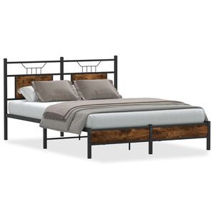 vidaXL Cadre de lit sans matelas chêne fumé 137x190 cm bois ingénierie