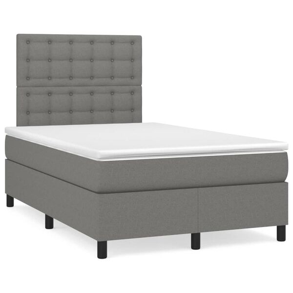 vidaXL Sommier &agrave; lattes de lit avec matelas Gris fonc&eacute; 120x200cm Tissu