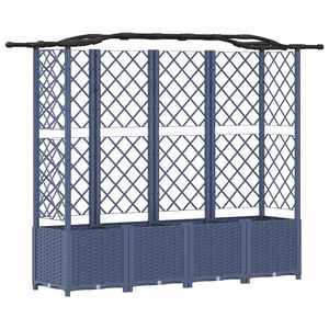 vidaXL Lit &Eacute;lev&eacute; avec Treillis et Toit Gris 204 x 40 x 141 cm PP