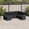 vidaXL Salon de jardin 7 pcs avec coussins noir r&eacute;sine tress&eacute;e
